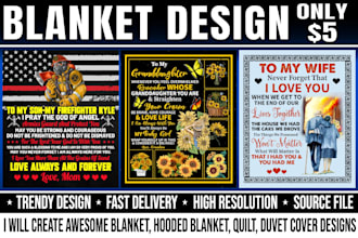do create amazon quilt, hooded, blanket designs for you