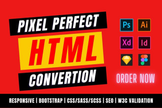 convert PSD to HTML or build responsive website within 24hrs