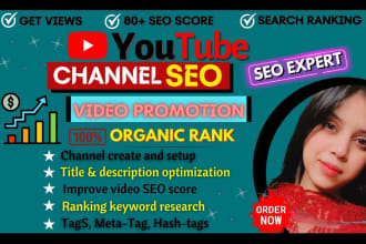 do youtube channel SEO, organic video promotion to grow fast