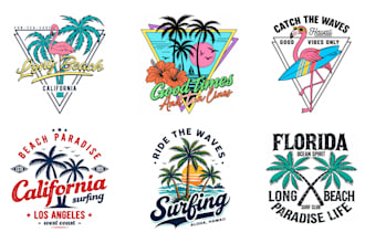design vintage surf and beach t shirt graphics for clothing brands