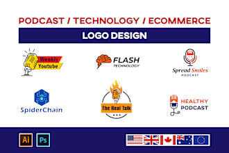 design technology startup, app, youtube, podcast or ecommerce website logo