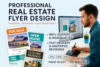 design professional real estate flyers, postcards, and property brochures