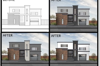 create realistic 2d and 3d house elevation rendering in photoshop