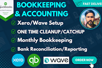 do setup, catch up and monthly bookkeeping in quickbooks xero wave