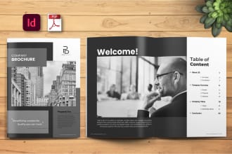 do clean, industrial, event, tech, academic, digital brochures in indesign