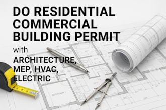 do residential commercial building permit with architecture, mep, hvac, electric