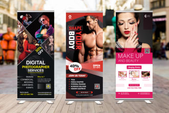 do roll up banner, event banner, backdrop banner design in 6 hours