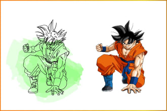 line art anime high quality and resolution , line art anime character