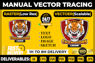 manual vector tracing, vectorize logo, image or sketch to vector, redraw