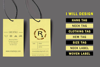 design hang tag, neck tag, clothing tag or size label