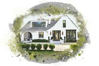 create a digital watercolor painting of your home portrait