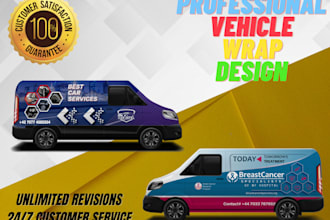 make amazing van wrap design, car wrap, truck, vehicle wrap design