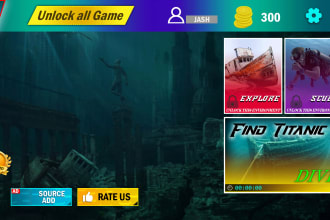 design professional looking game UI, for 2d and 3d games with logo etc