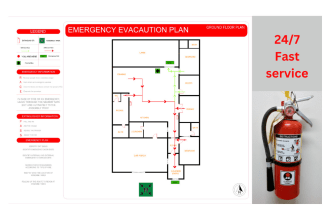 create emergency evacuation plan, fire safety plan, emergency exit