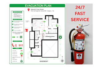 create emergency evacuation plan, fire safety plan, emergency exit