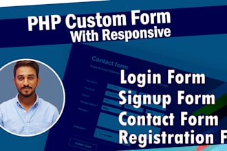 create PHP forms for contact, login, registration