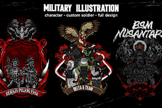 draw custom military illustration, character or full artwork