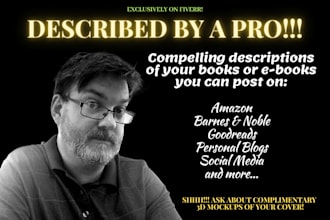 write a book description for your amazon listing or cover
