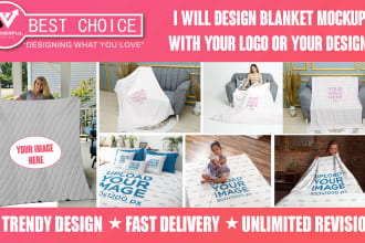 design blanket mockup with your logo and your design