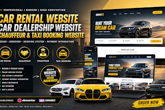 design car rental website car dealership website chauffeur taxi booking website