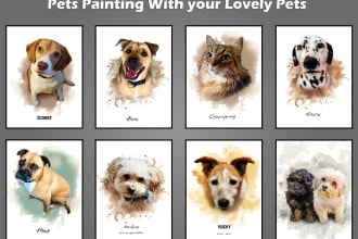 do a custom pet portrait, dog portrait, cat portrait