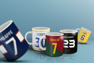 create a custom coffee mug design of your favourite football or nba team
