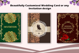 do beautifully customized wedding card or invitation design