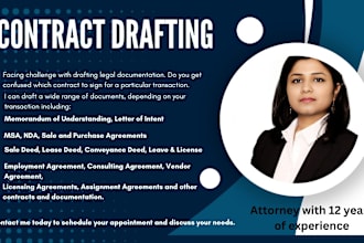 draft legal documents such as contracts for your business