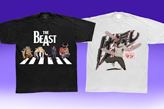 draw custom anime streetwear t shirt design