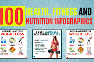 design 100 health and nutrition infographics for instagram