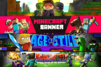 create minecraft youtube banner and logo in 24 h