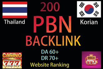 create thailand and korian permanent high tf, dr, da homepage seo backlinks