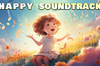 produce soundtrack for happy, upbeat, childish project, trailer, game, video