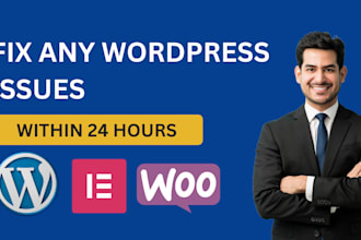 fix wordpress issues, wordpress bug, woocommerce fix, and provide wordpress help