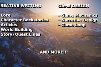 write video game lore and ideas in list form