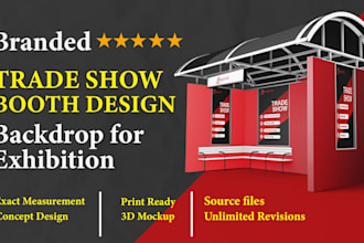 design tradeshow booth, banner, backdrop for exhibition