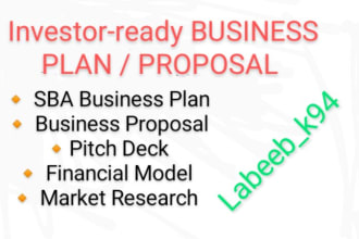 develop business plan with financials for startups, investors
