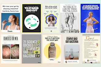 design 200 viral eye catching pinterest simple pins, video pins and infographics