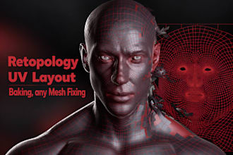 make professional 3d retopology and uv mapping