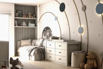 kids bedroom interior design and architectural 3d rendering
