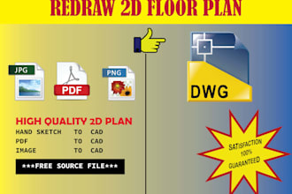 convert any sketch to a cad drawing, do house planning