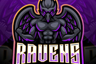 do modern creative animal raven logo design for 36h