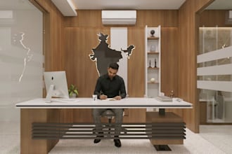 do realistic 3d interior rendering of room, offices