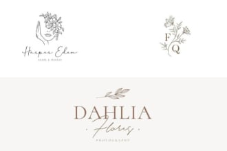 do minimalist ,custom feminine, signature, floral, and botanical logo