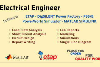 do power system projects on etap, digsilent and powerworld