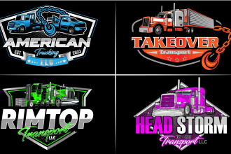 design modern logistics transport hauling and trucking logo