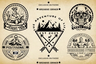 create vintage retro classic custom logo design for business, t shirt,and brand