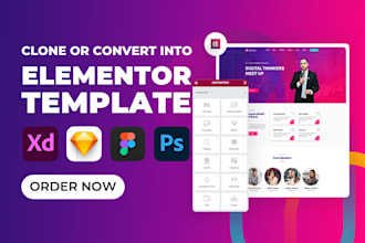 design clone any webpage or ui file into elementor template