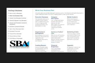 prepare sba business plan for loan approval