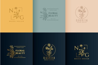 do unique botanical boho hand drawn logo design in 24 hours